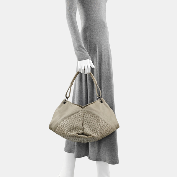 Lambskin Top Handle Bag Gray