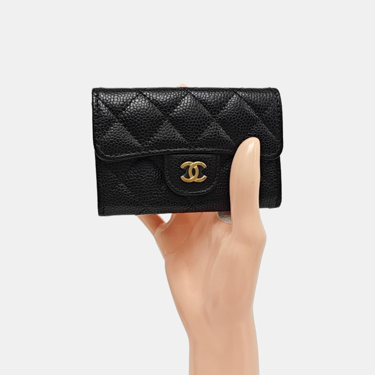 CLASSIC FLAP Quilted Grained Calfskin Black Wallet