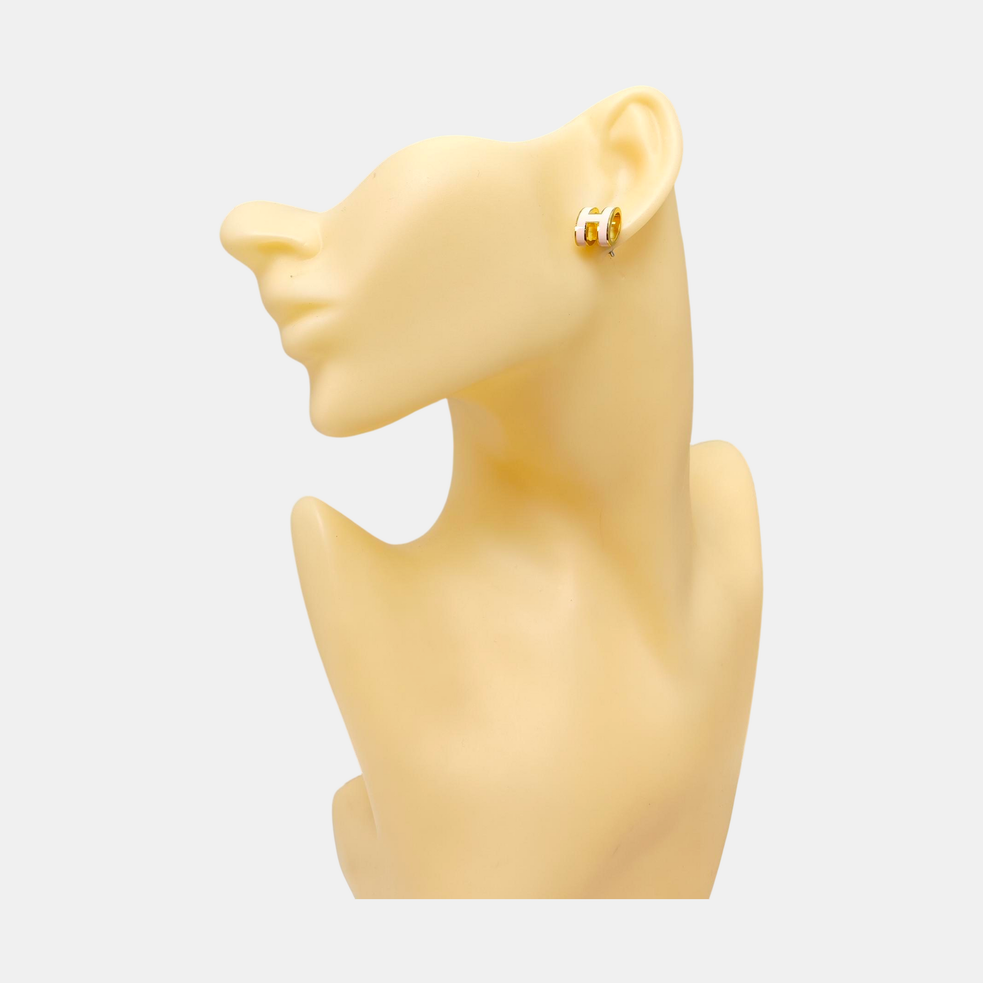 Pop H Metal Gold Stud Earrings