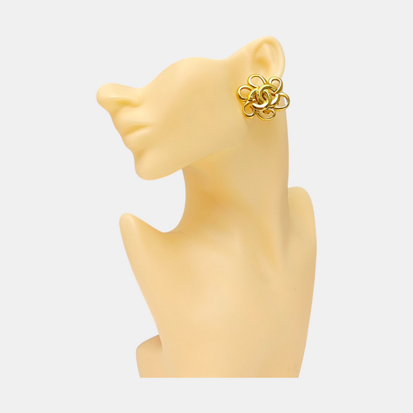 CC Logo Metal Gold Clip On Earrings