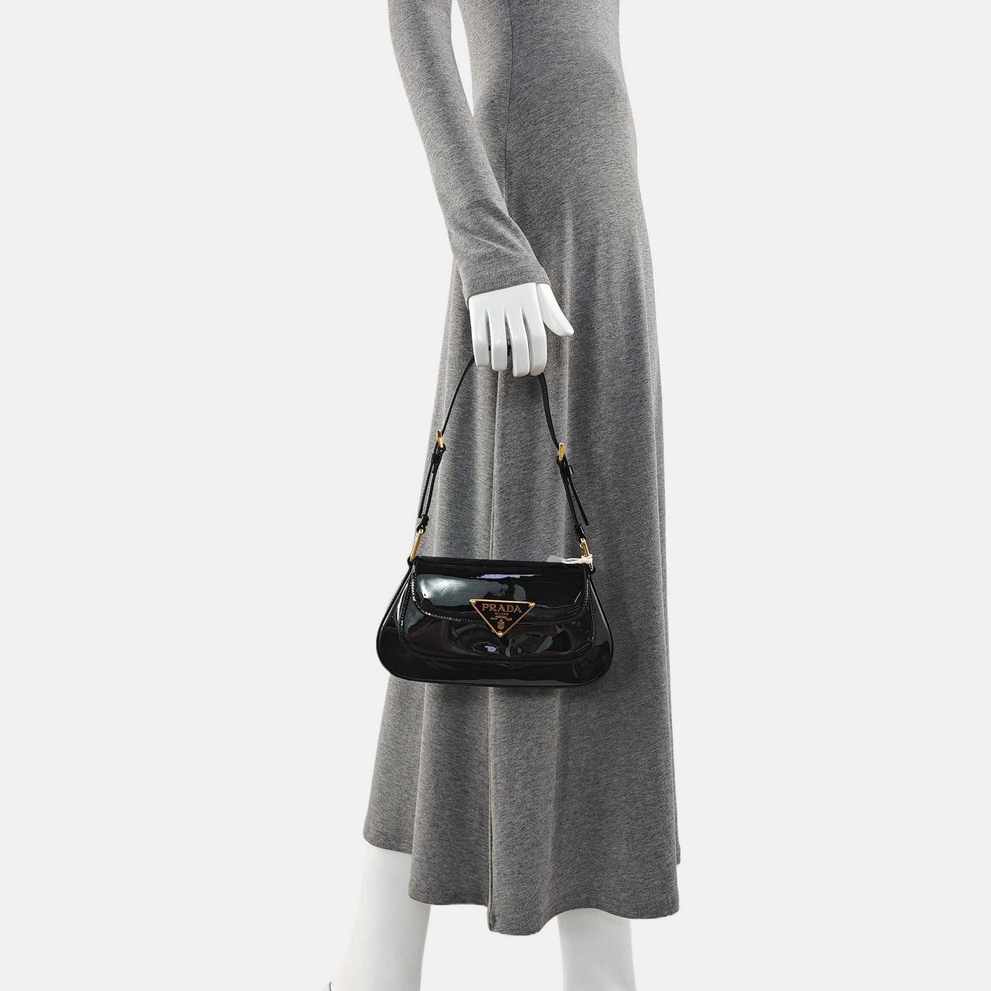 Patent Leather Top Handle Bag Black