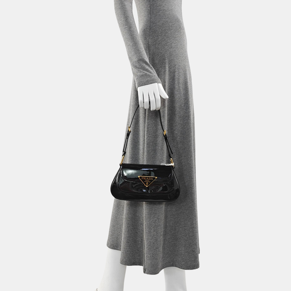 Patent Leather Top Handle Bag Black