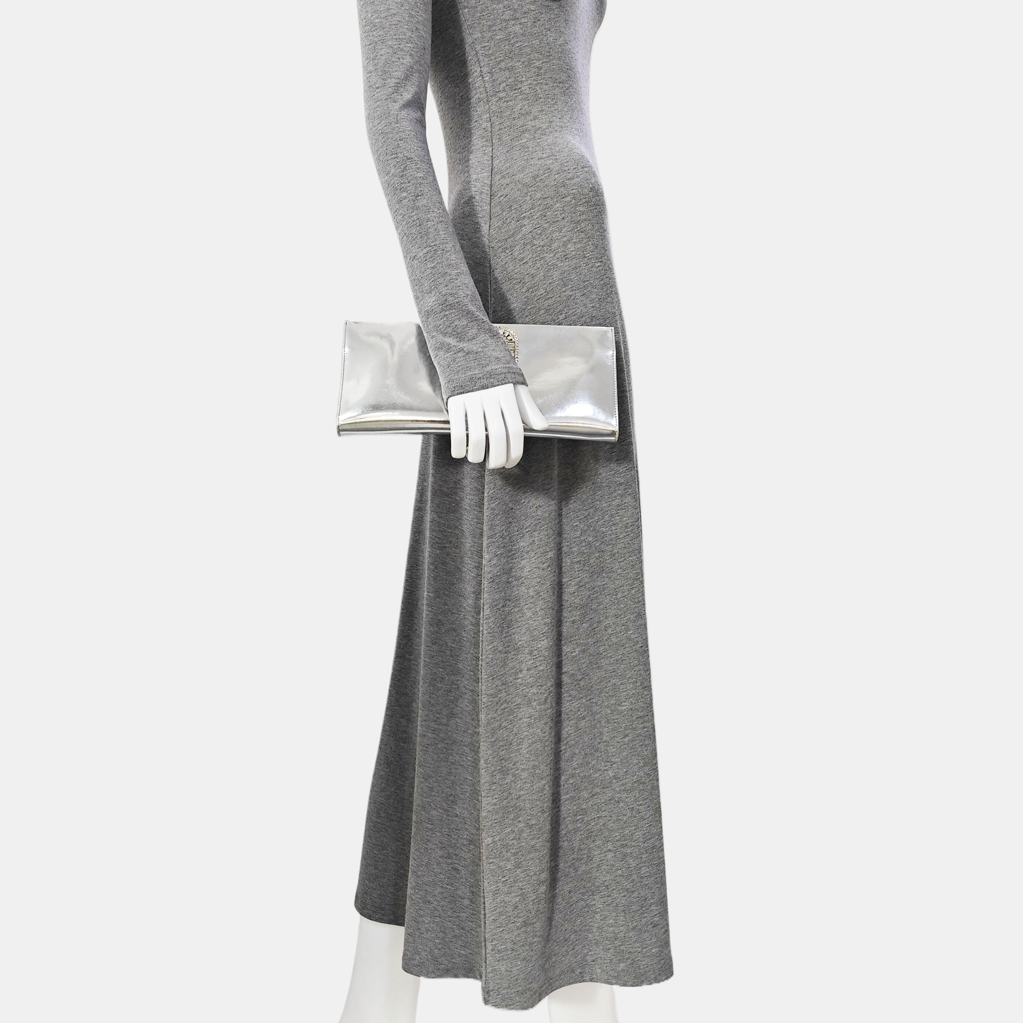Calfskin Clutch Silver