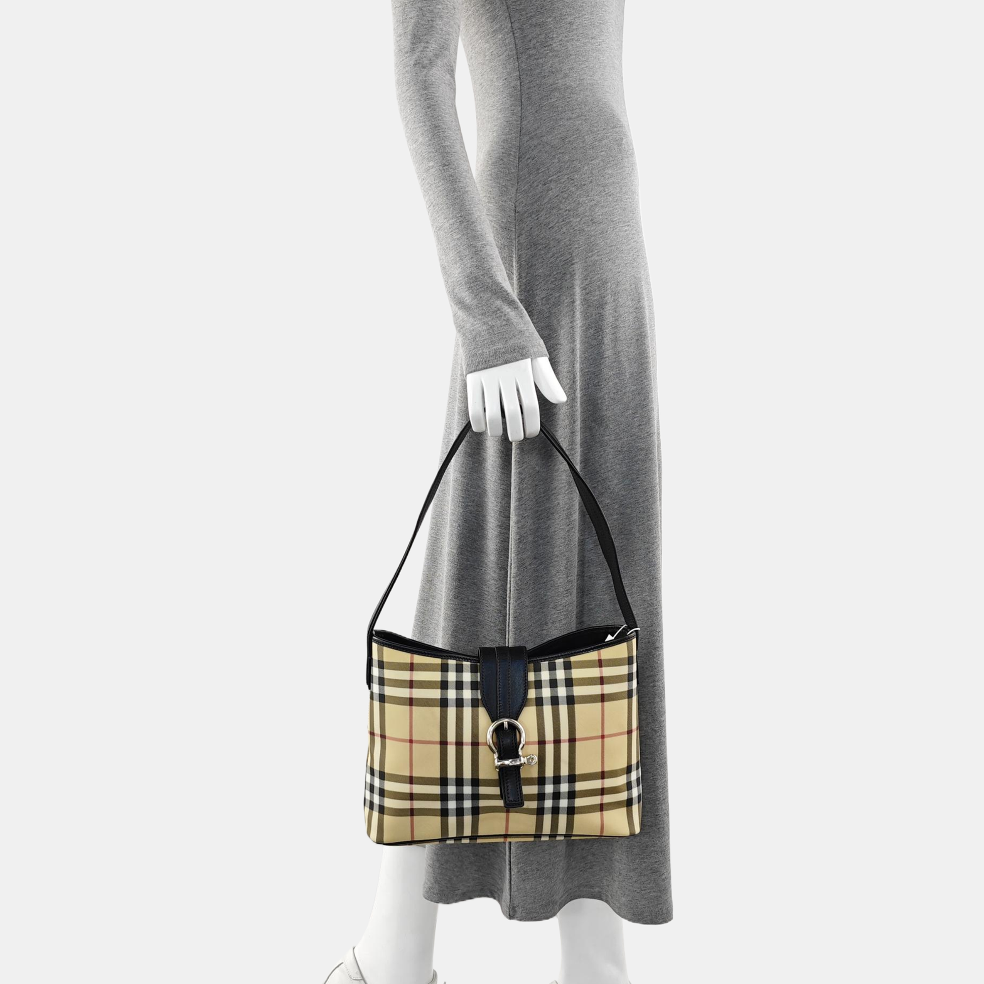 Coated Canvas Shoulder Bag Beige
