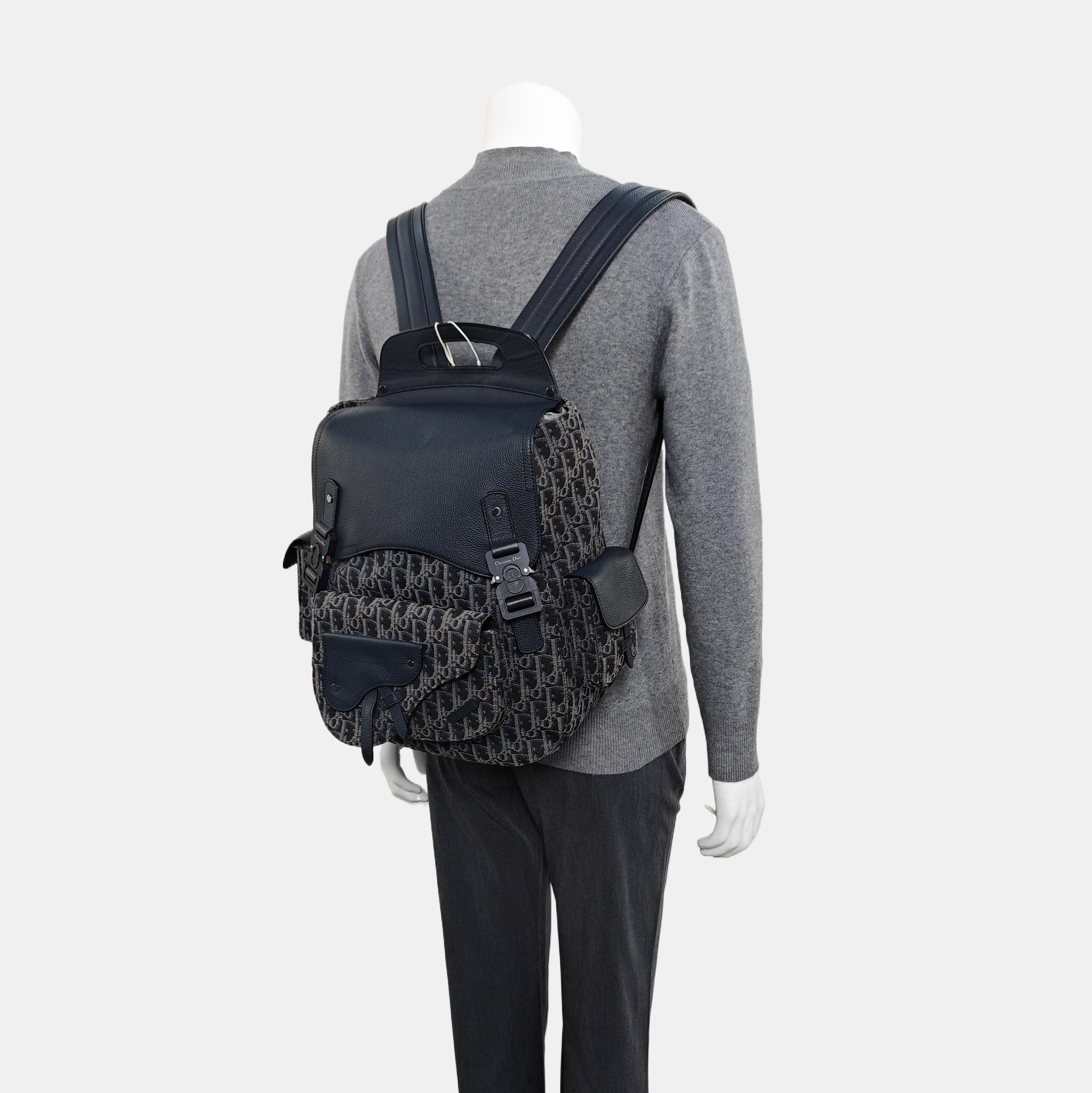 Oblique Canvas Backpack Large Blue
