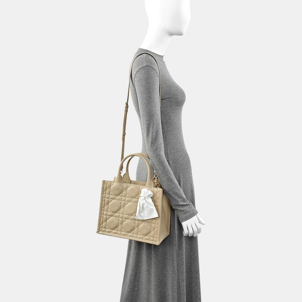 Book Tote Small Quilted Calfskin Beige