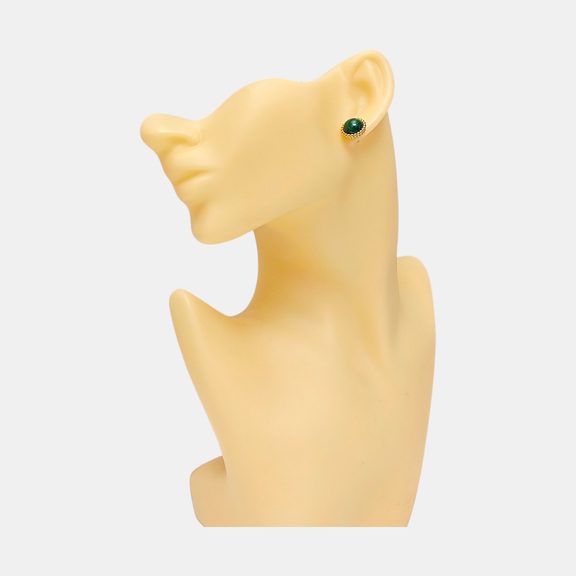 Perlée Couleurs 18k Gold Green Stud Earrings