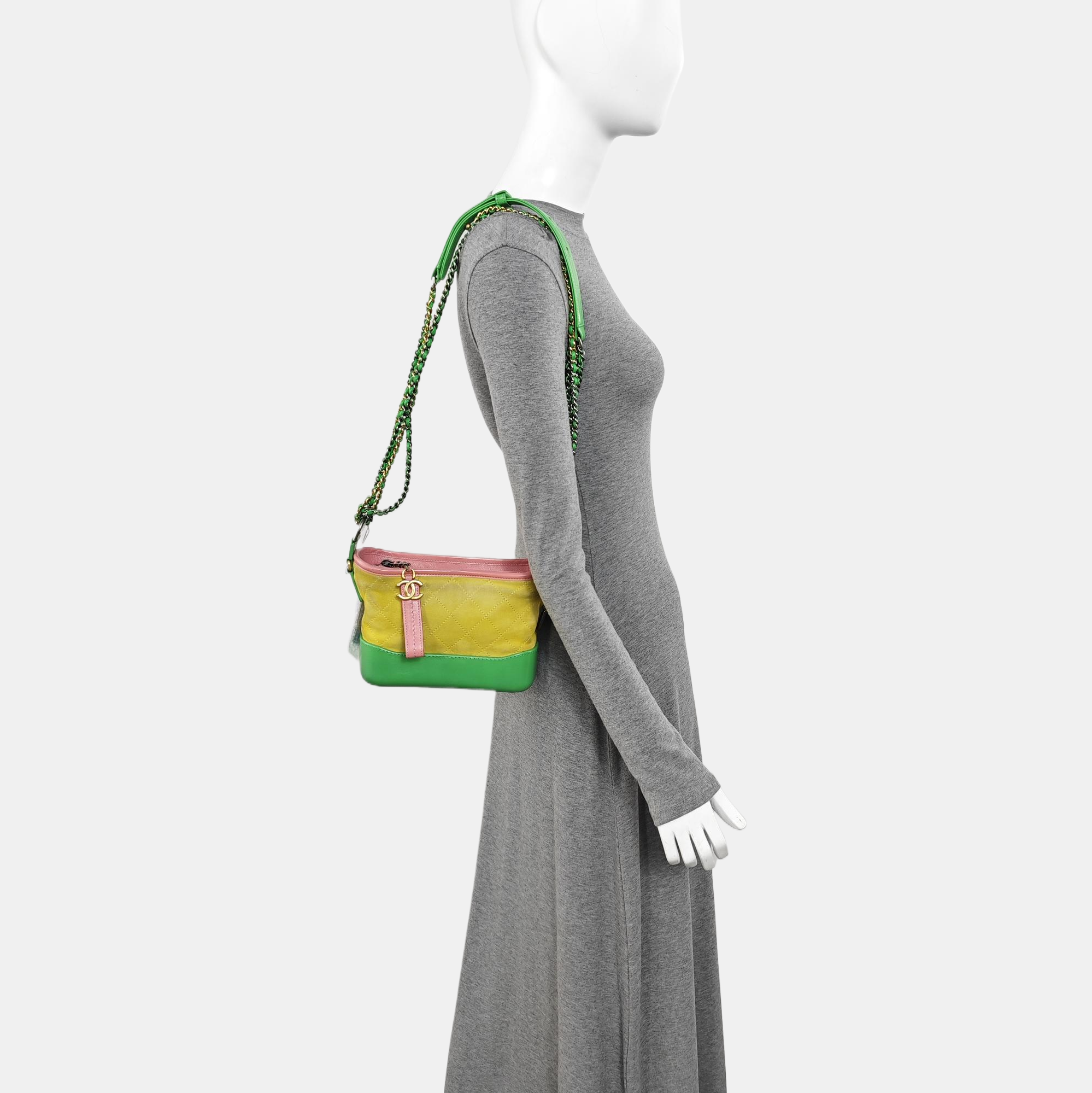 GABRIELLE Small Quilted Suede Yellow