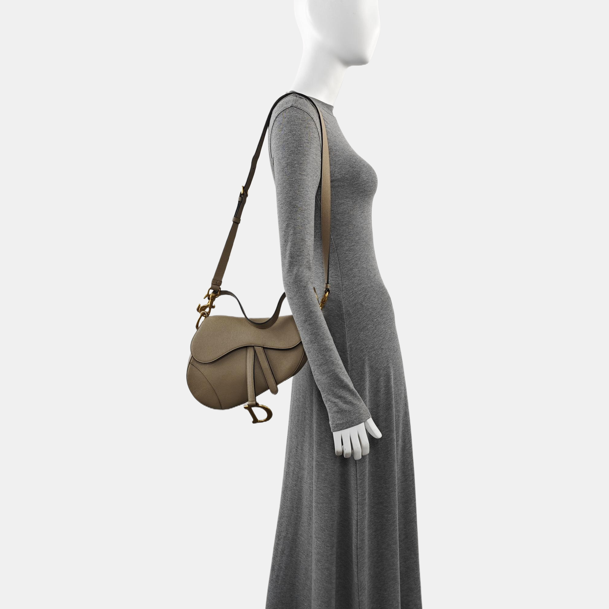 Saddle Small Calfskin Gray
