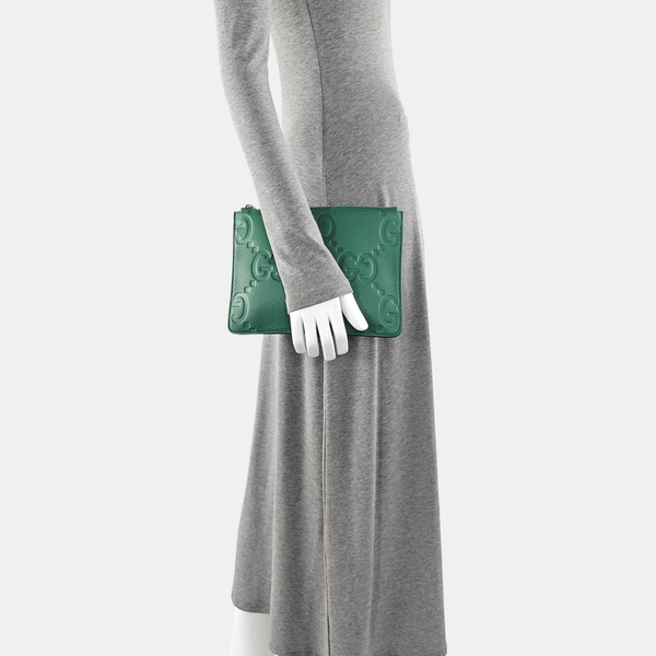 Monogram Calfskin Clutch Large Green