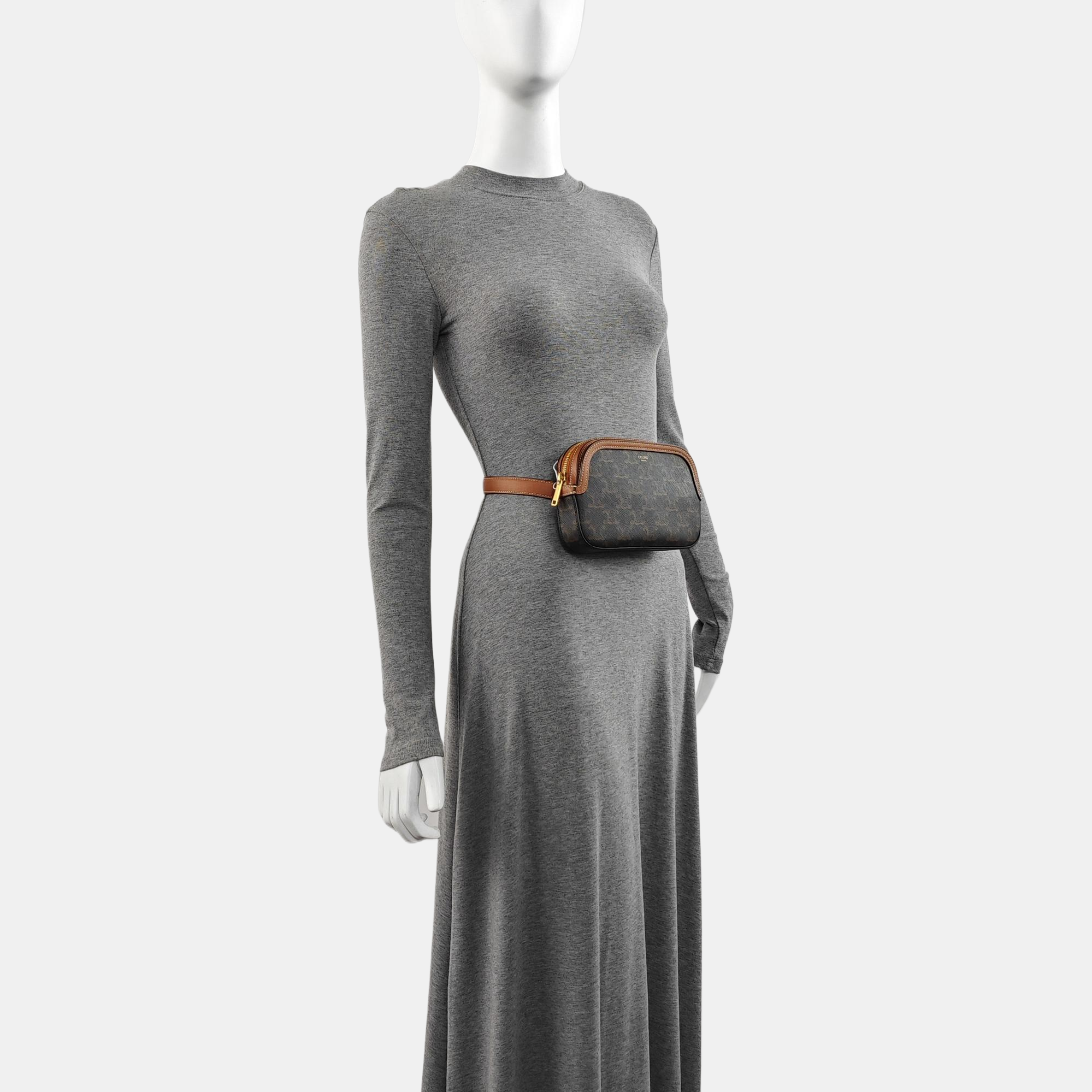 Authenticated pre-owned  TRIOMPHE CANVAS Small Coated Canvas Brown - Belt Bag at Looply
