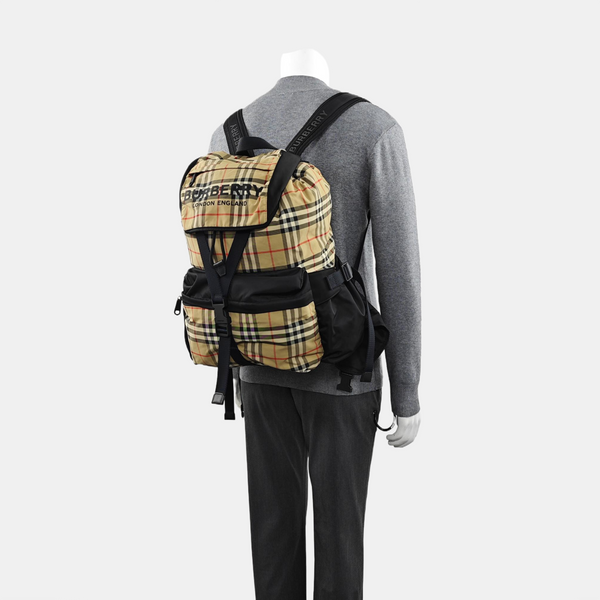Quilted Fabric Backpack Beige