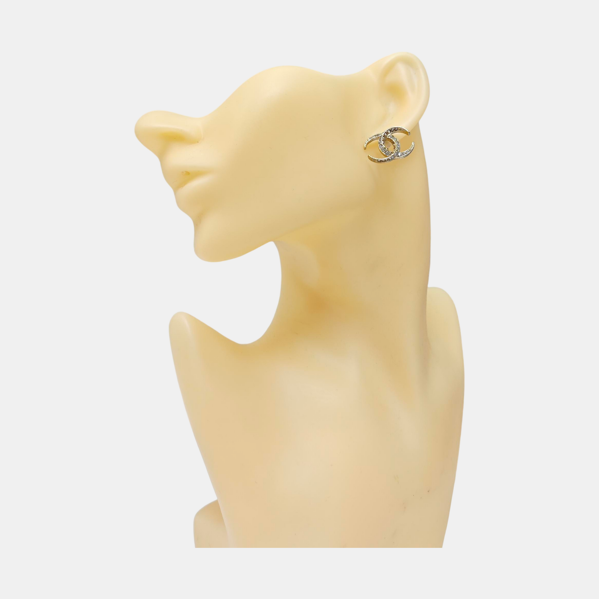 CC Logo Metal Gold Stud Earrings