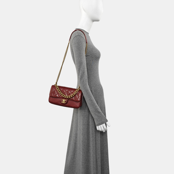 Quilted Calfskin Shoulder Bag Red