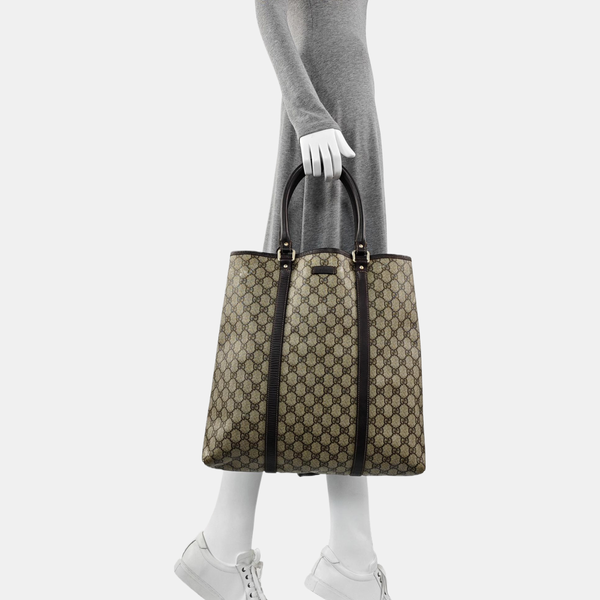 Monogram Coated Canvas Tote Bag Beige