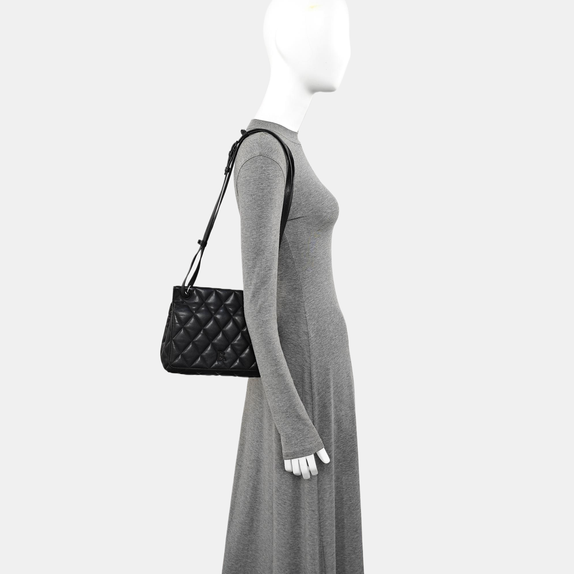 B. Medium Quilted Calfskin Black