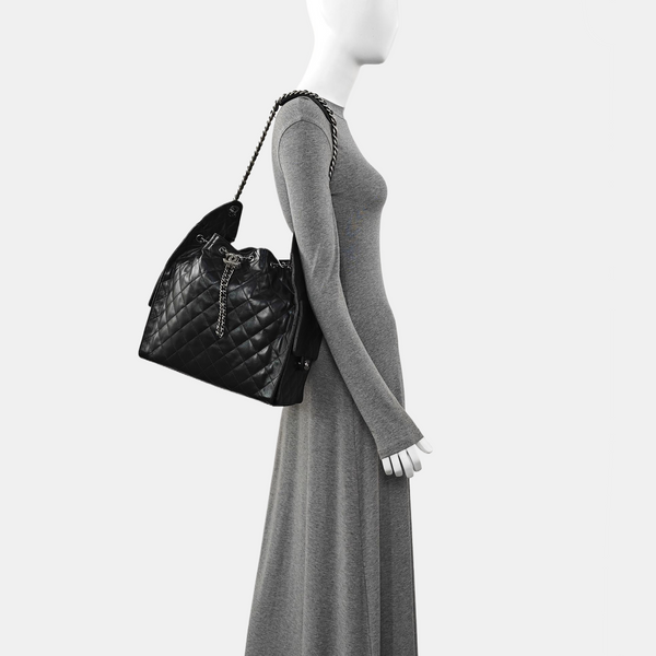 CHANEL 25 Medium Quilted Calfskin Black