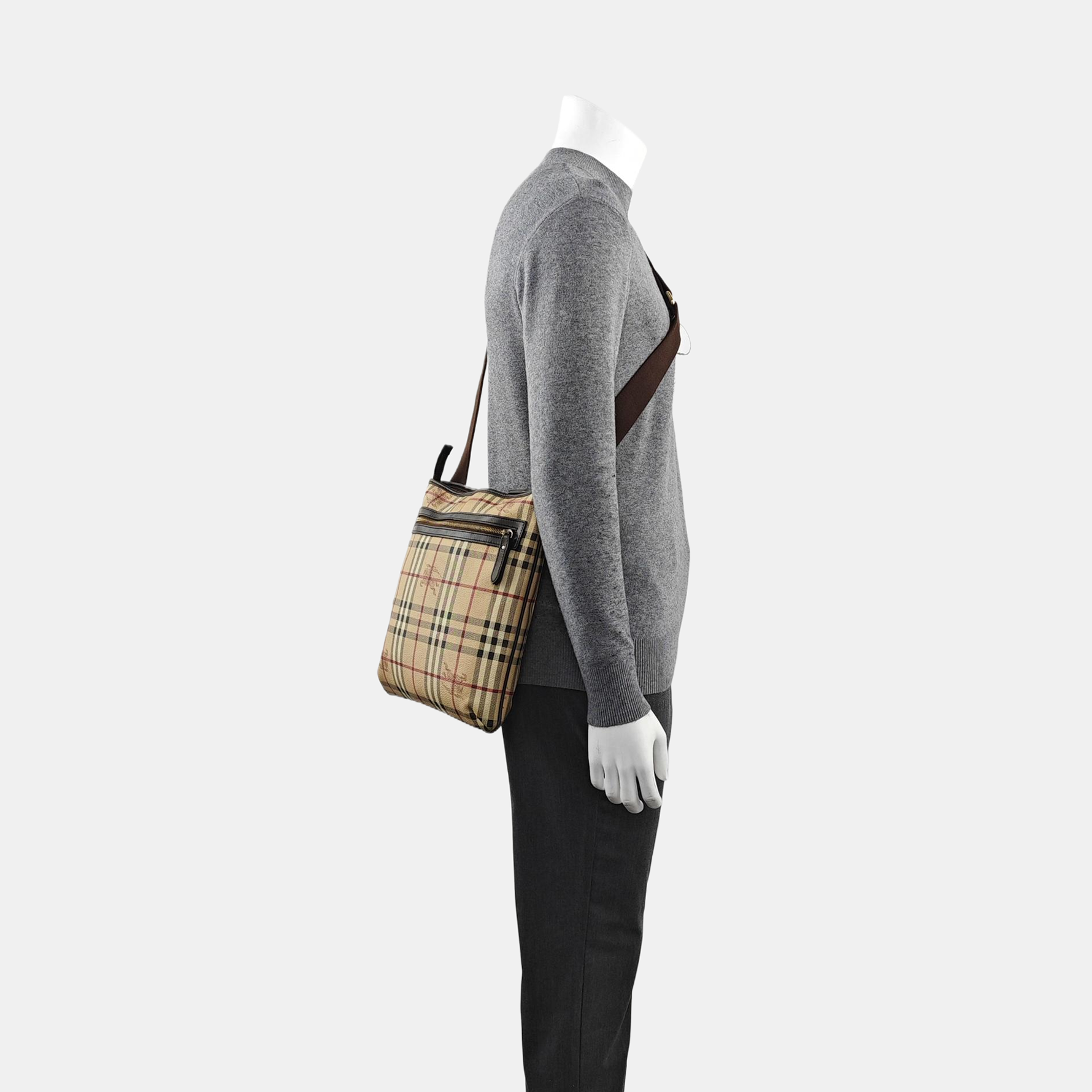 Coated Canvas Crossbody Bag Brown