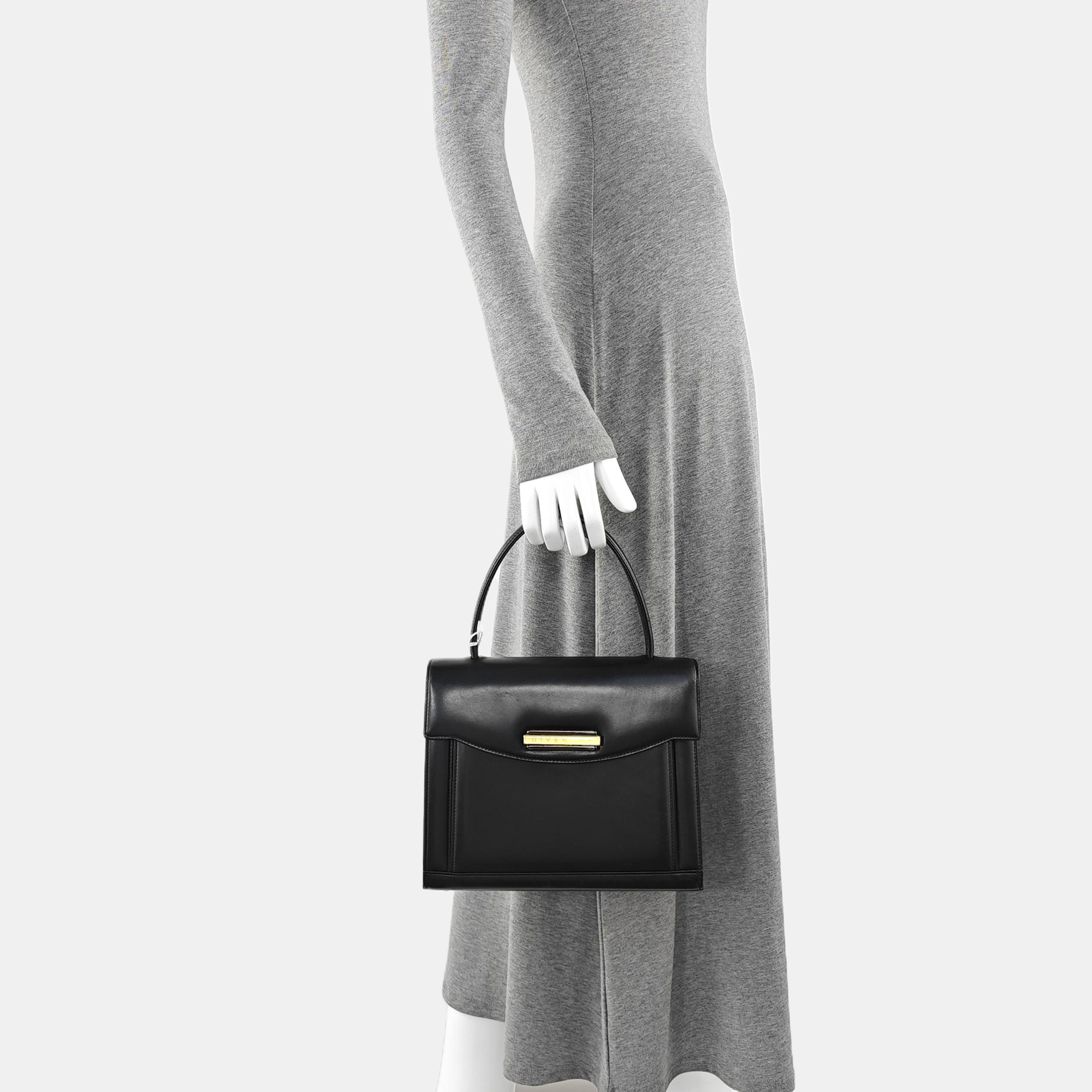 Calfskin Top Handle Bag Black