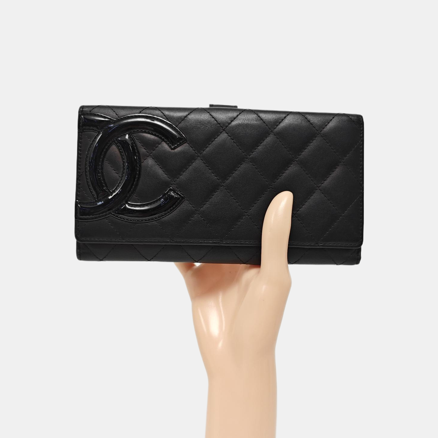 CAMBON Quilted Calfskin Black Wallet