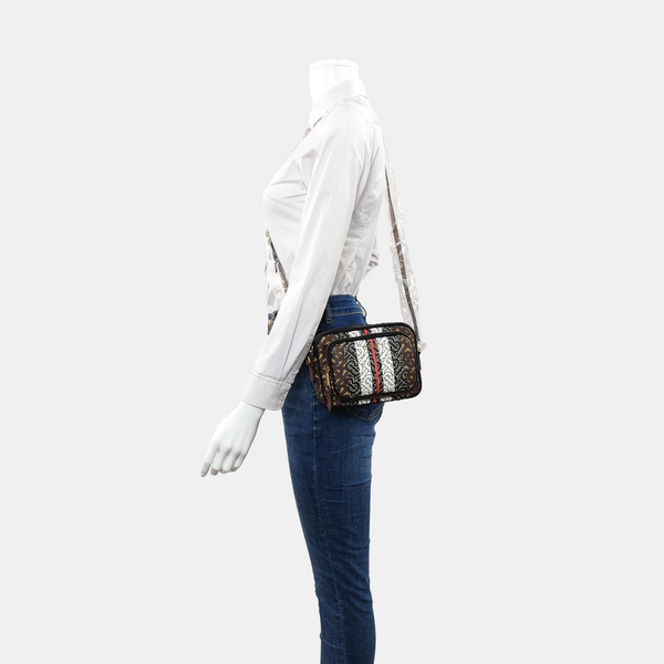 Coated Canvas Crossbody Bag Brown