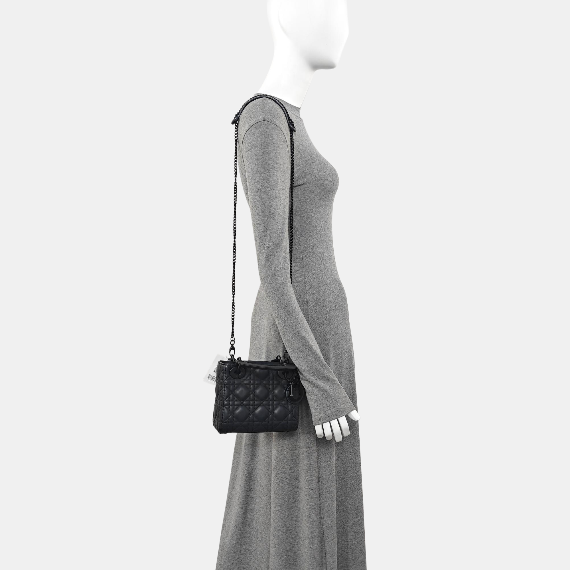 Lady Dior Mini Cannage Calfskin Black