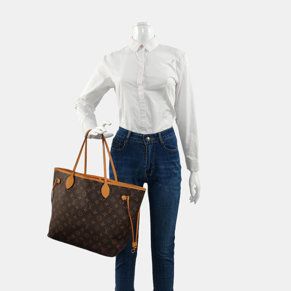 NEVERFULL MM Monogram Coated Canvas Brown