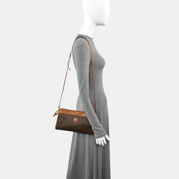 Coated Canvas Shoulder Bag Brown