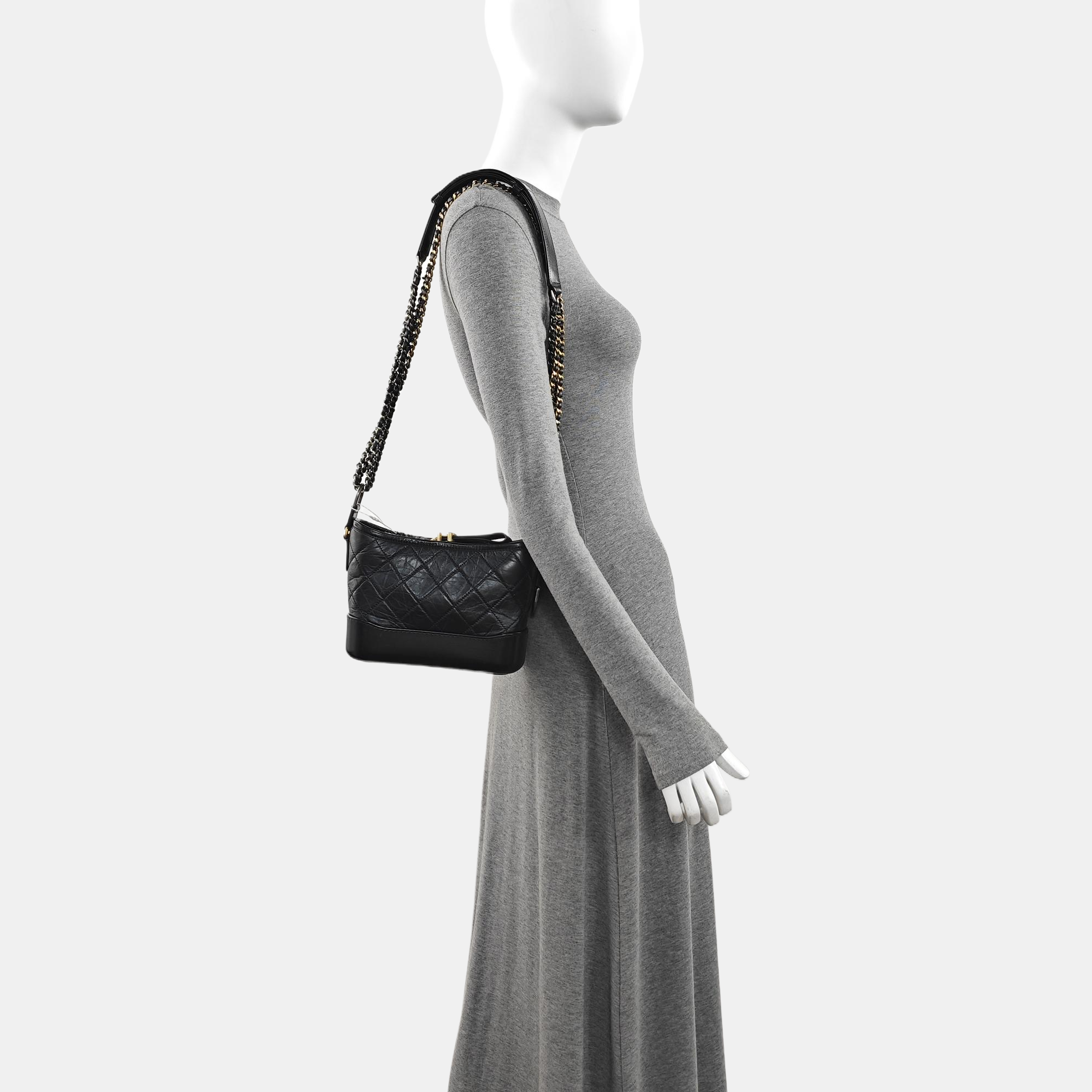 GABRIELLE Small Quilted Calfskin Black