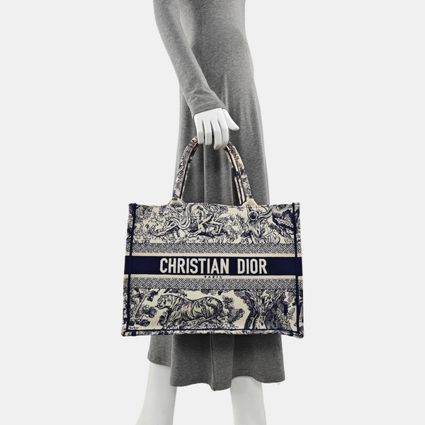 Authenticated pre-owned  Book Tote Medium Canvas Blue - Tote Bag at Looply