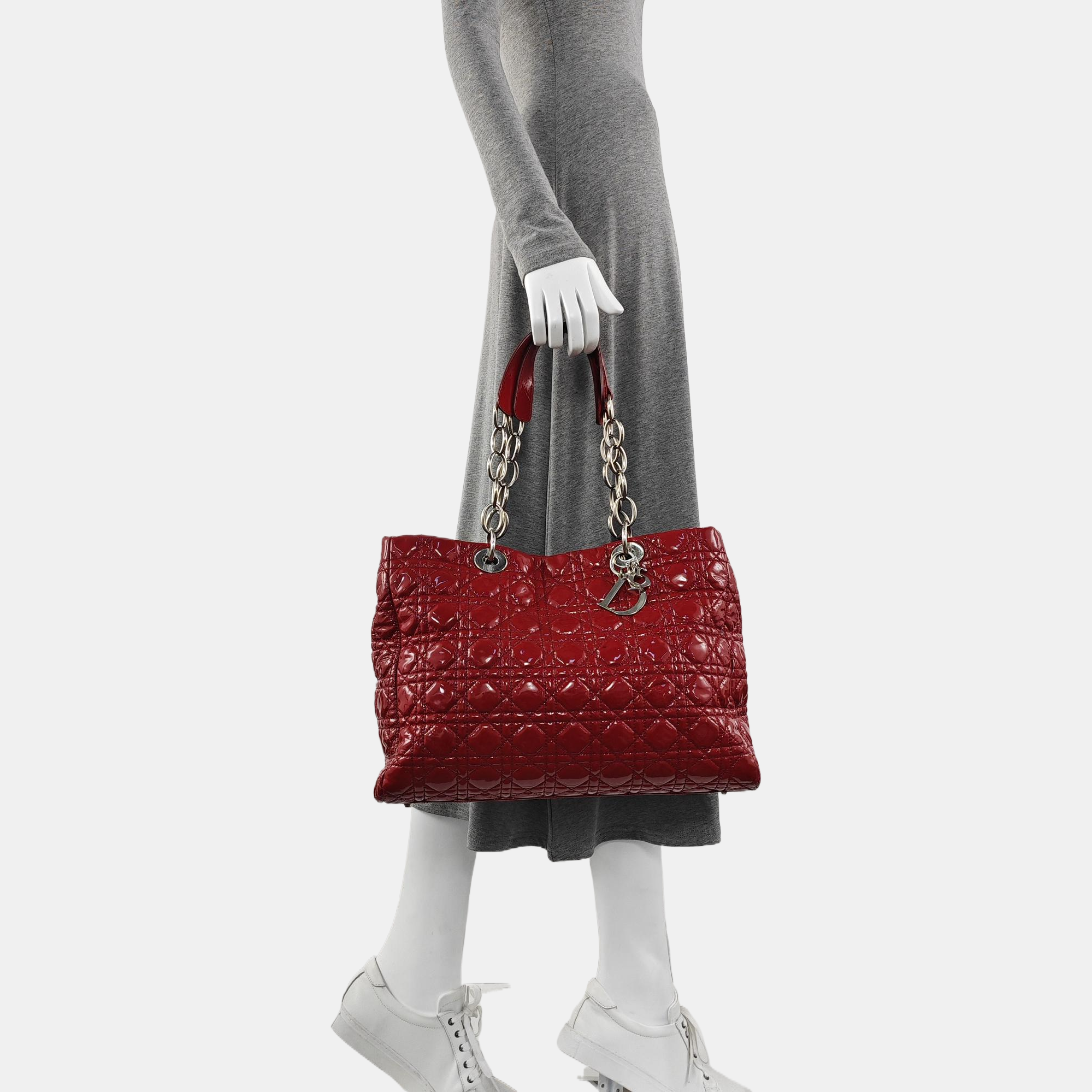 Dior Soft Large Cannage Patent Leather Red
