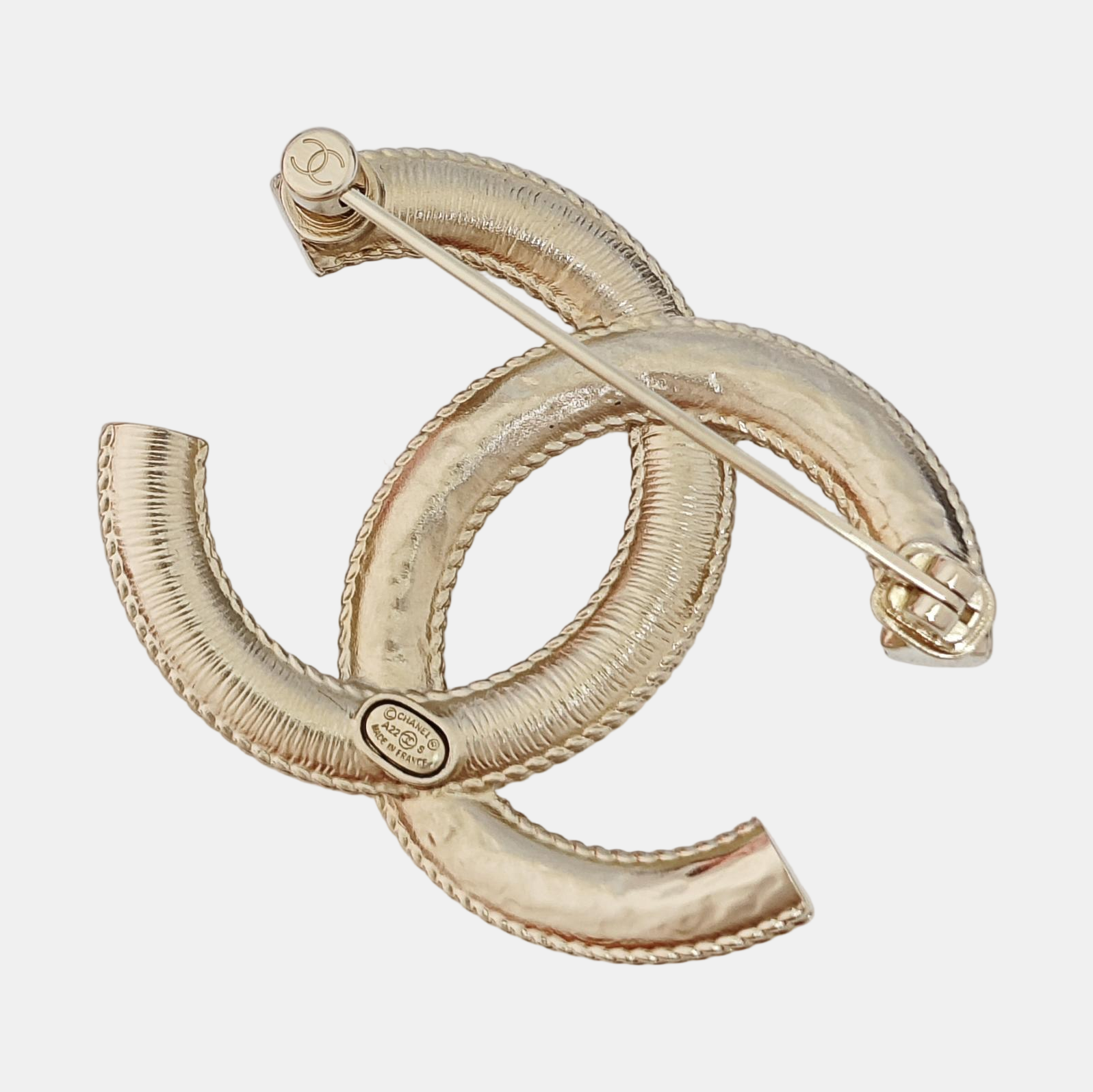 CC Logo Metal Gold Brooch