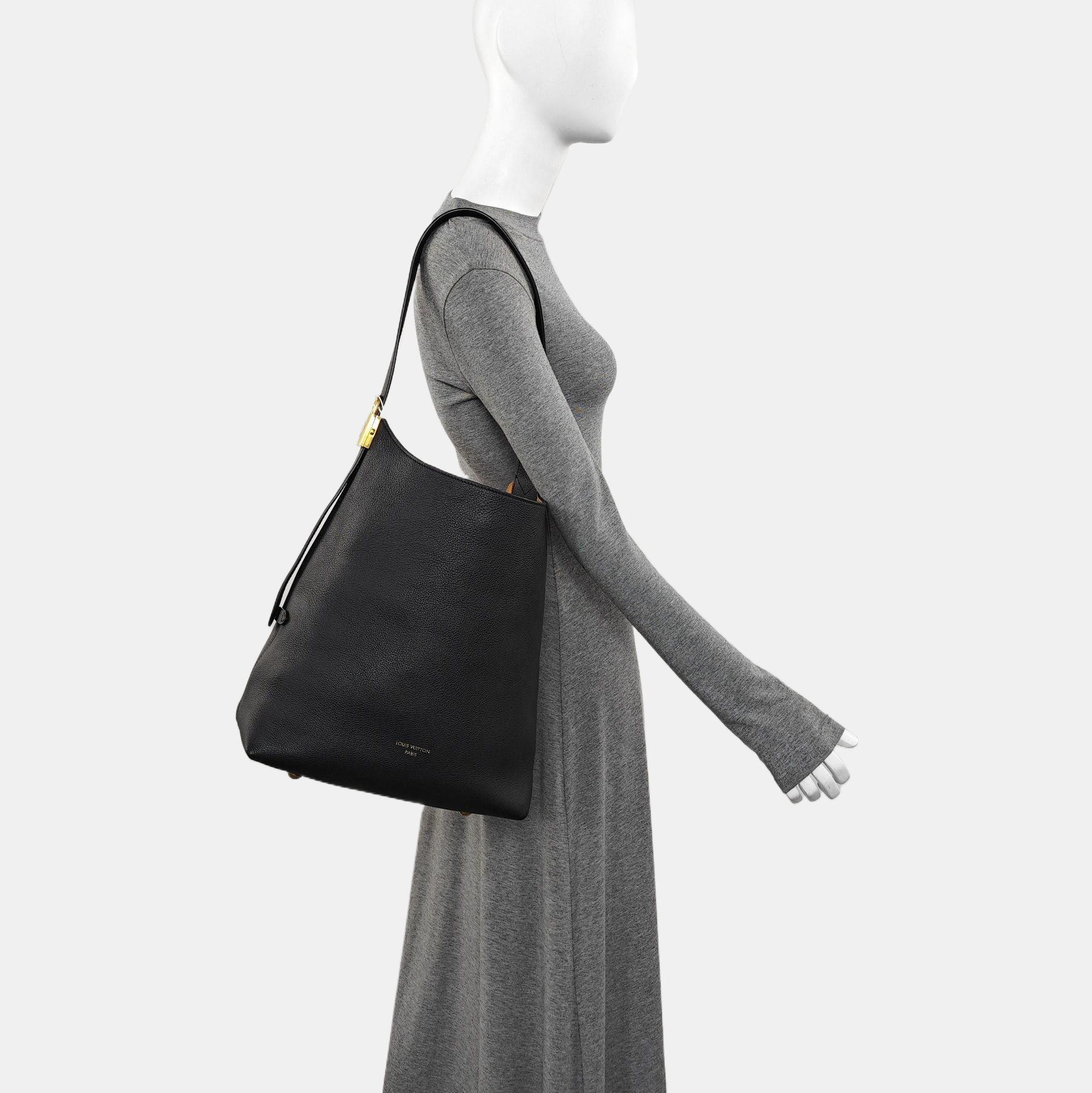 LOW KEY HOBO MM Monogram Calfskin Black