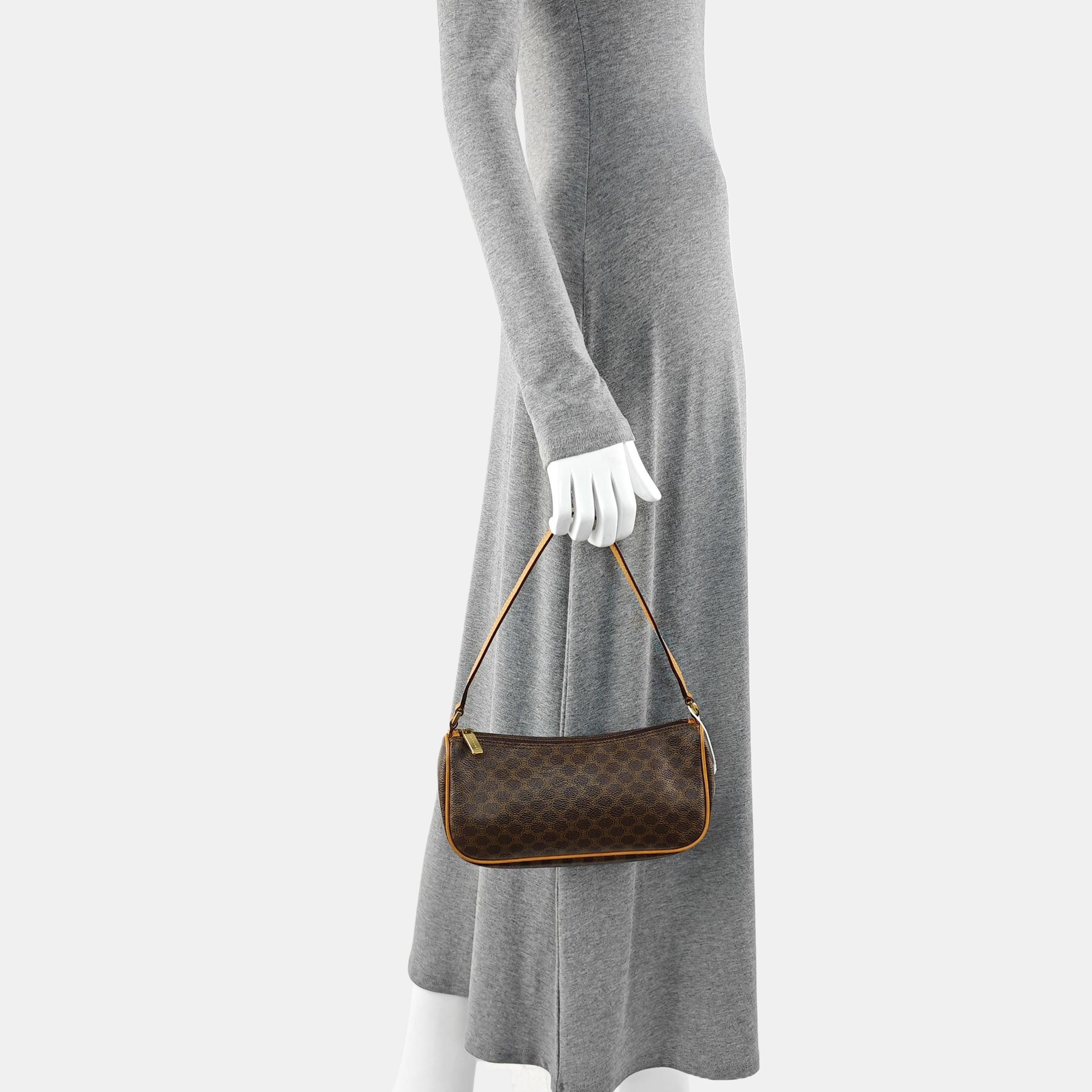 Coated Canvas Top Handle Bag Brown