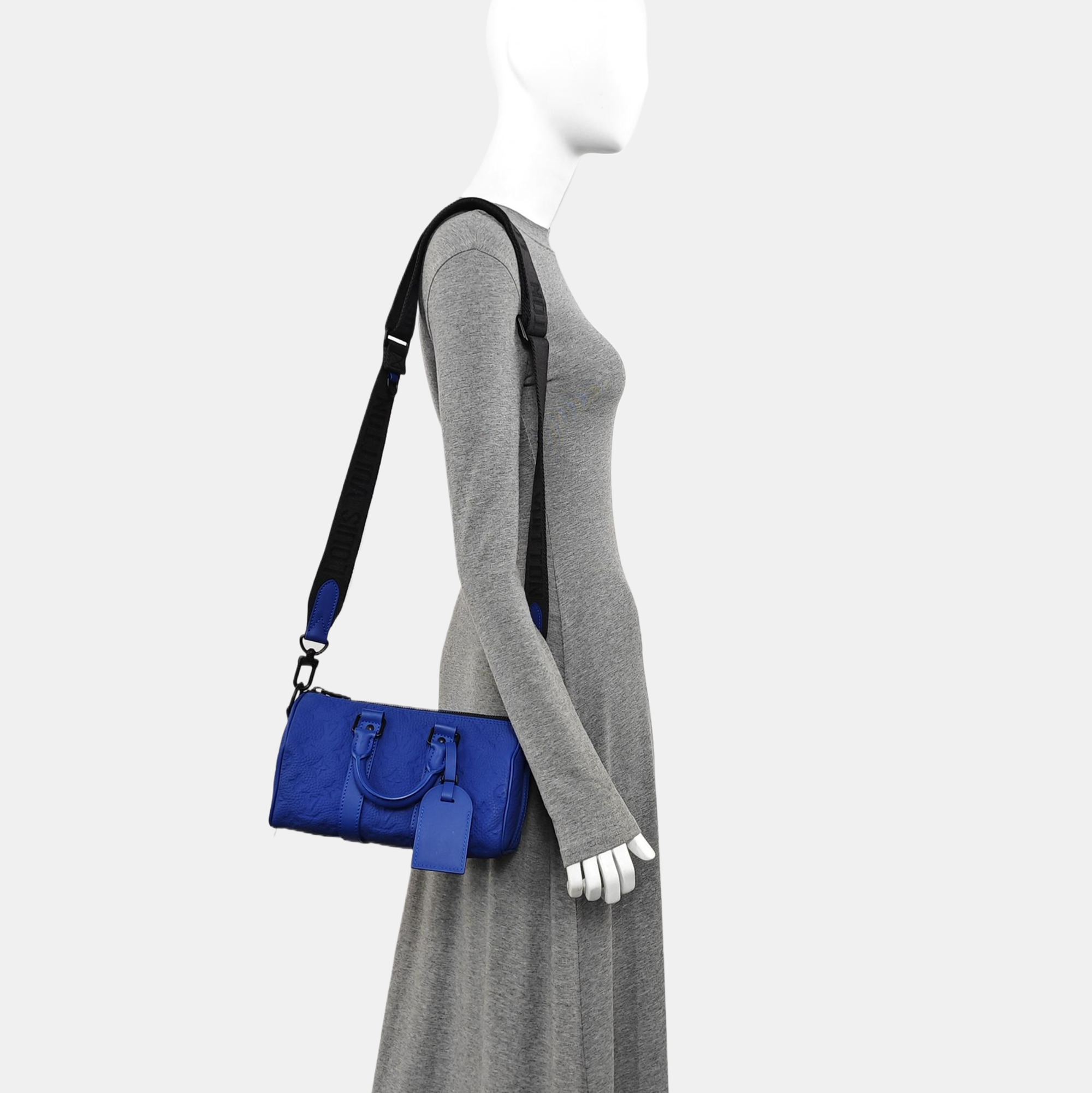 KEEPALL Monogram Calfskin Blue