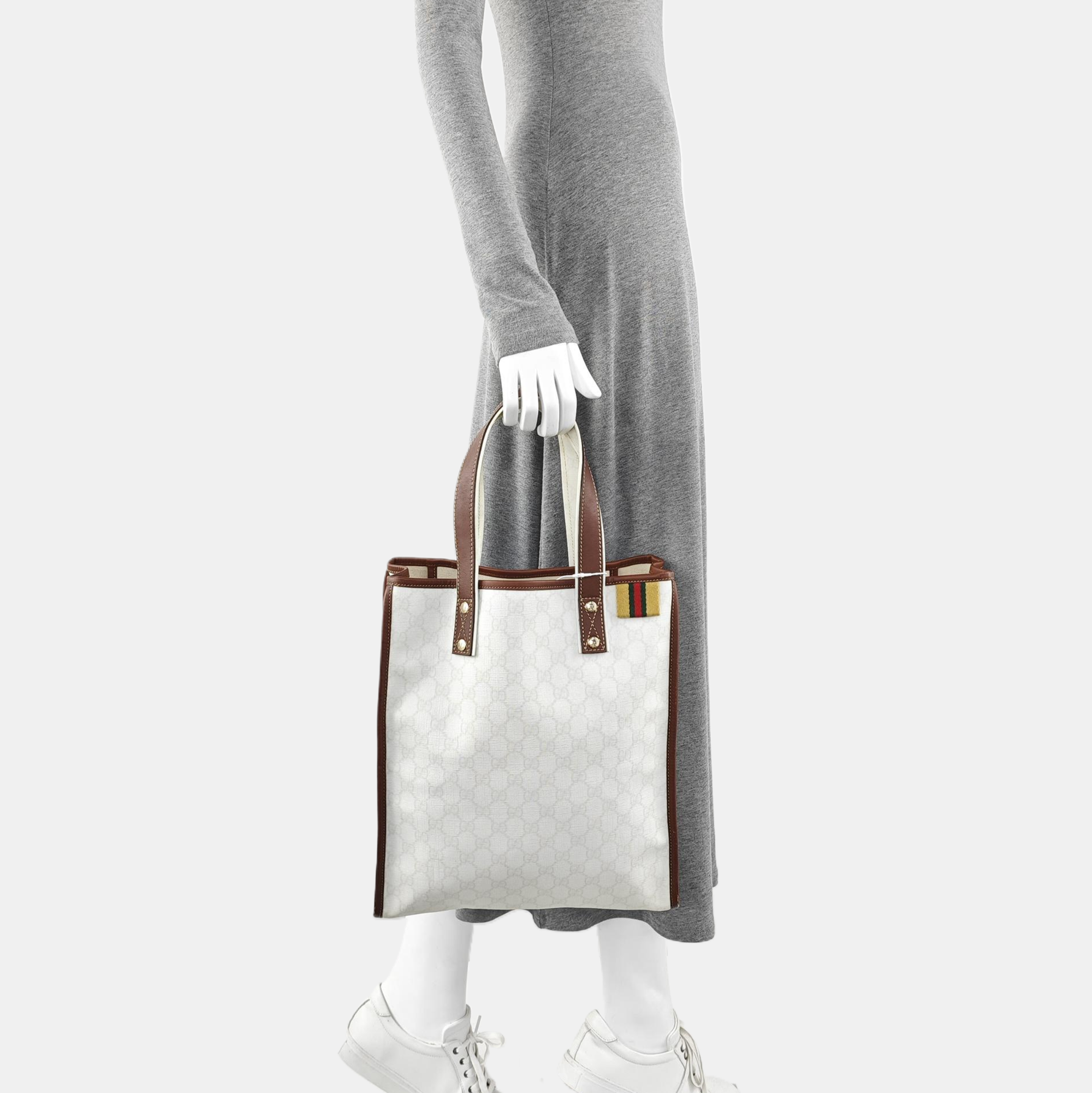 Monogram Coated Canvas Tote Bag White