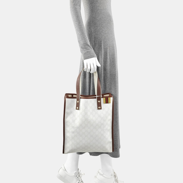 Monogram Coated Canvas Tote Bag White