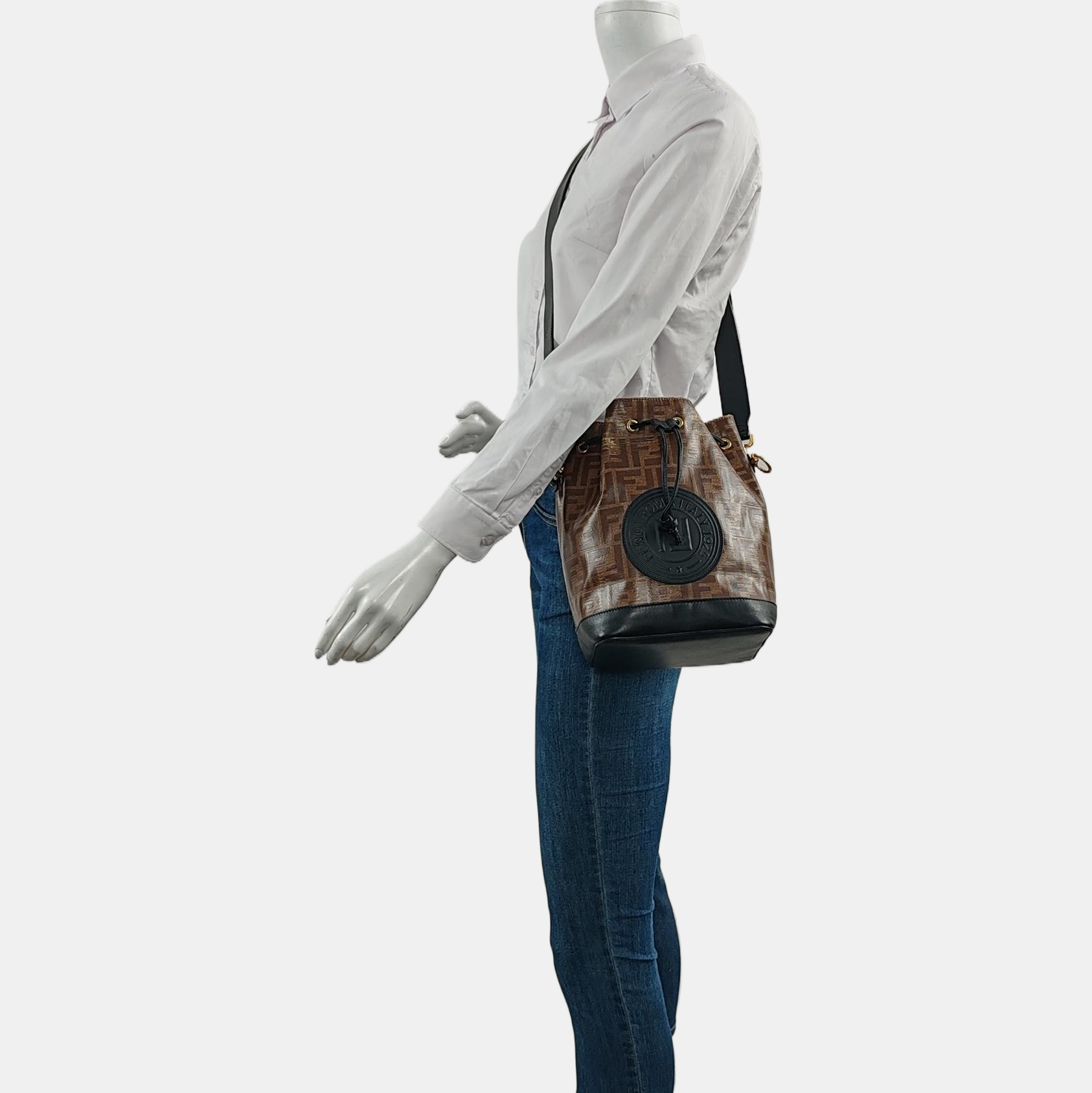 Authenticated pre-owned  Mon Tresor Small Coated Canvas Brown - Bucket Bag at Looply