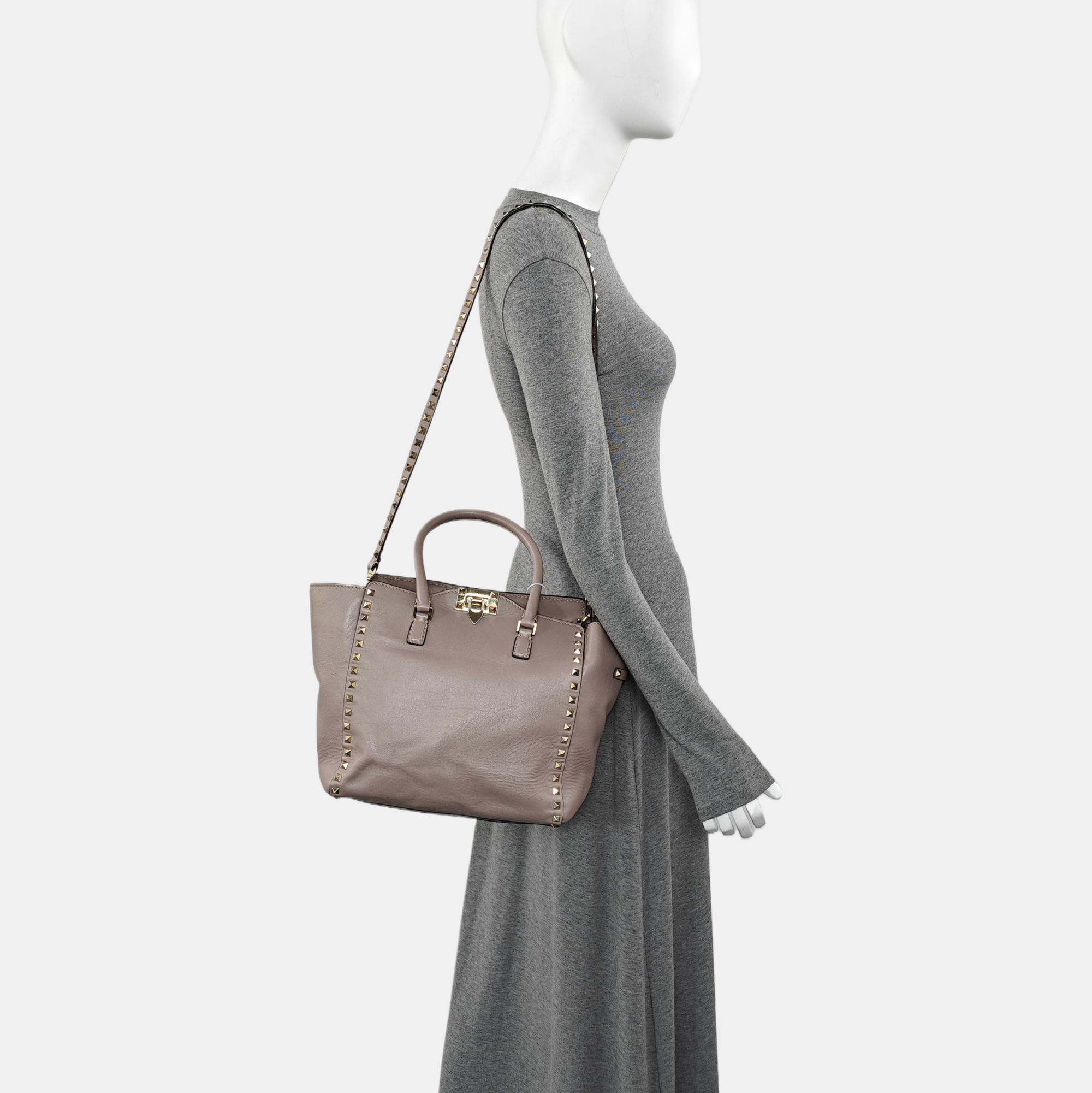 Rockstud Calfskin Gray