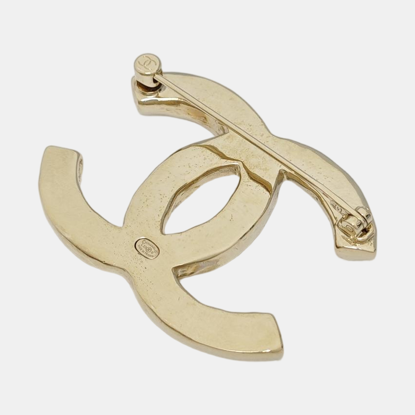 CC Logo Metal Gold Brooch