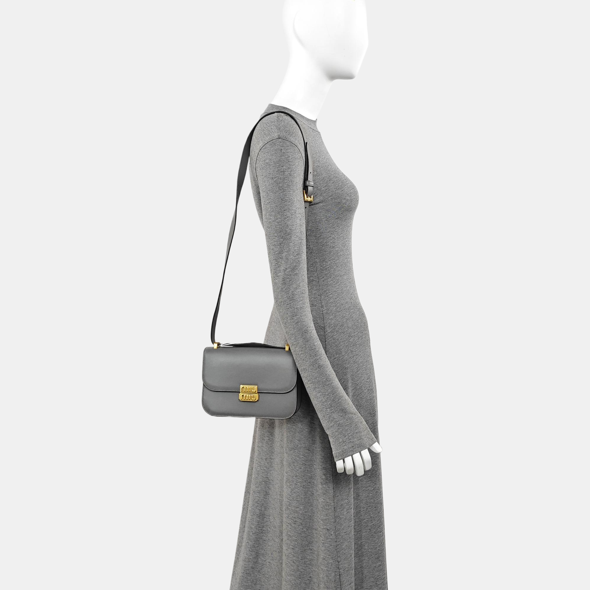 Calfskin Shoulder Bag Gray