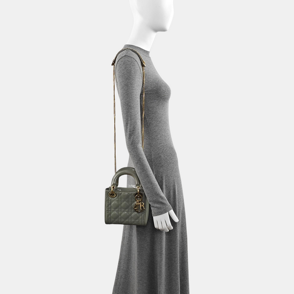 Lady Dior Mini Cannage Patent Leather Green