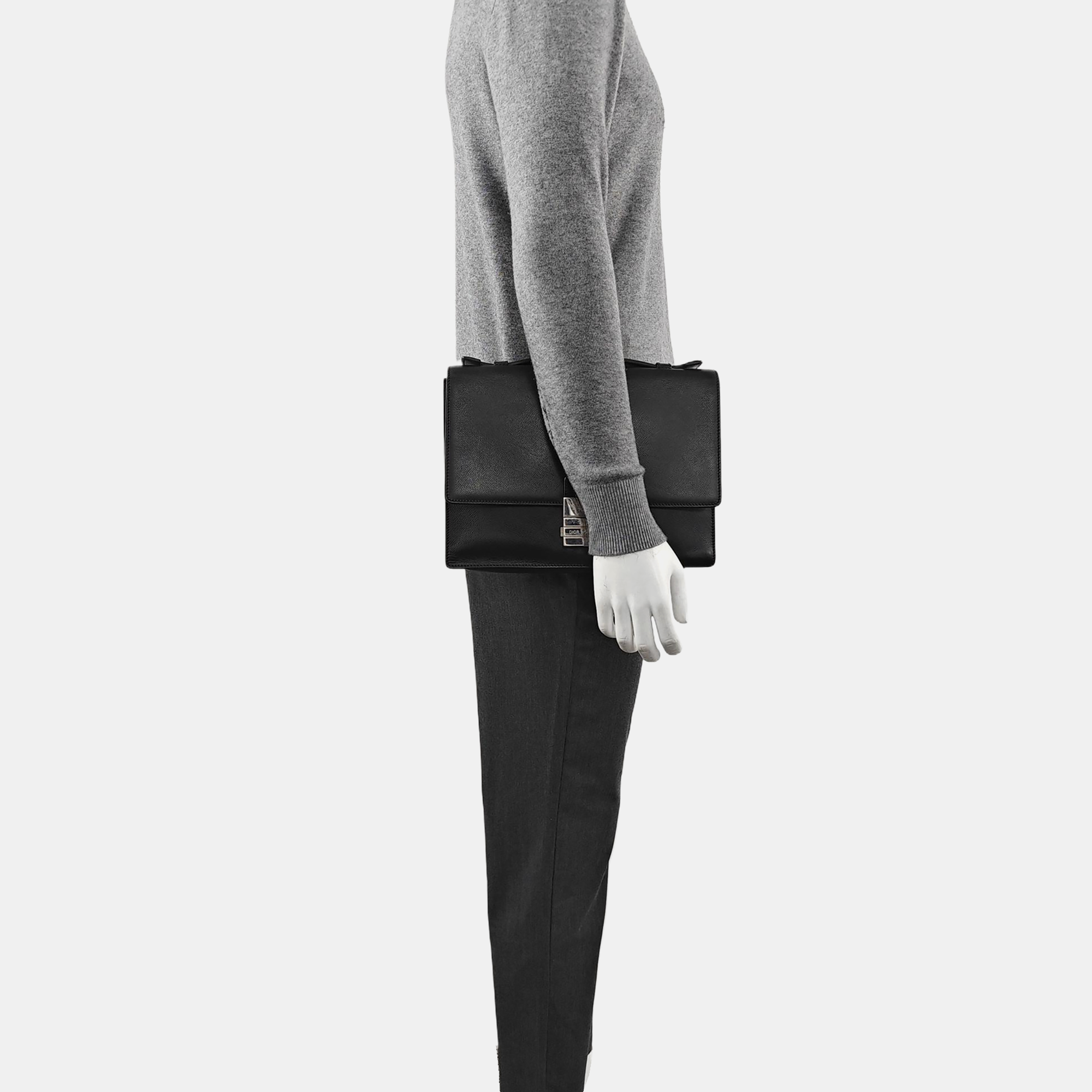 Leather Top Handle Bag Black