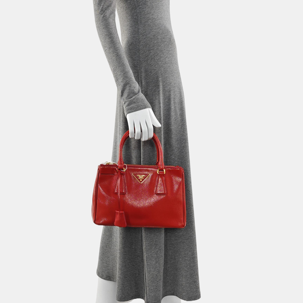Galleria Small Saffiano Calfskin Red