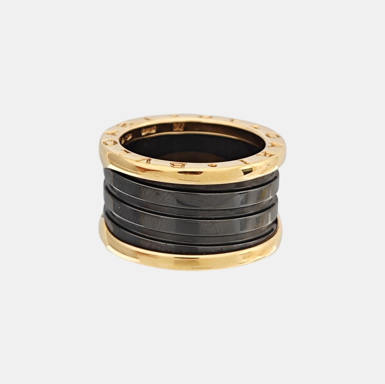 B.ZERO1 18k Rose Gold Black Ring EU 52