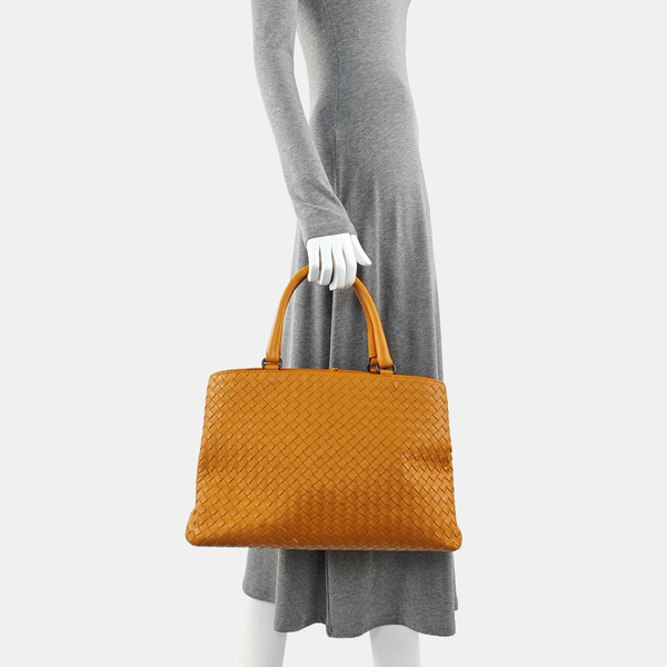 Lambskin Top Handle Bag Orange
