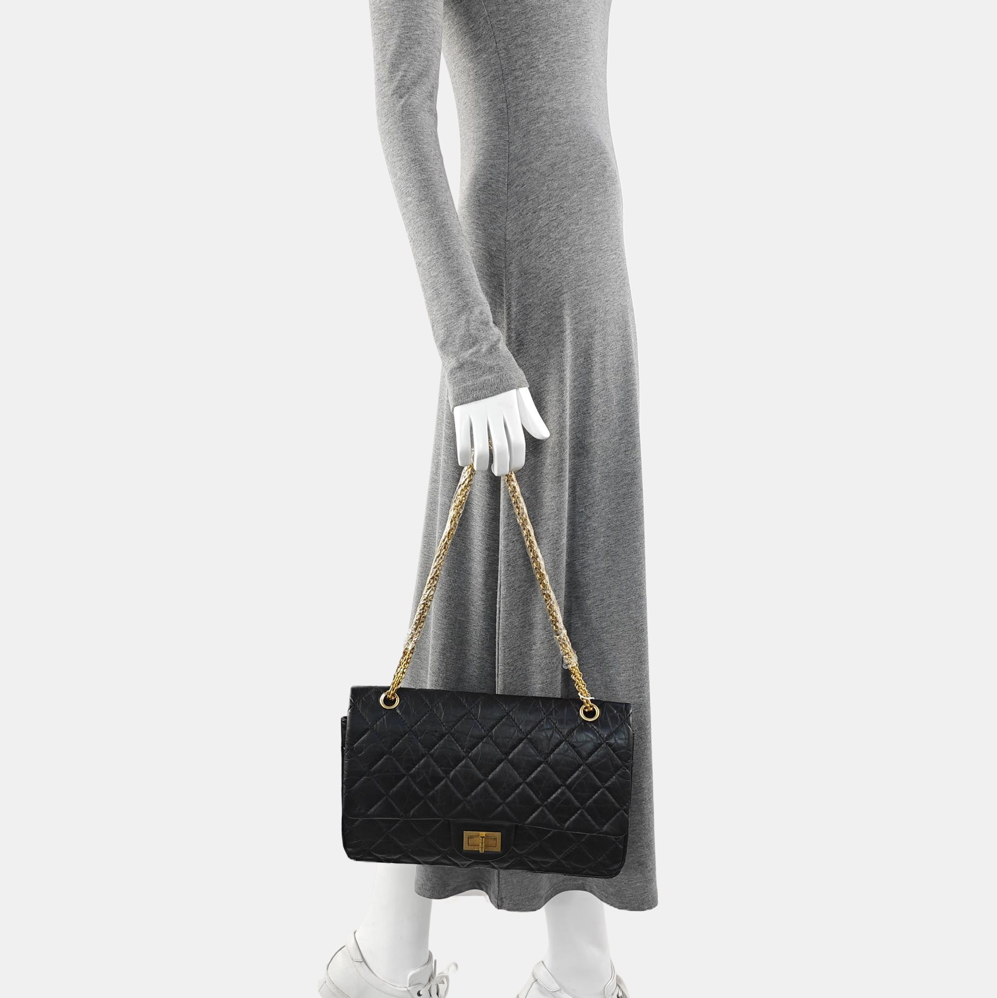 2.55 Maxi Quilted Calfskin Black