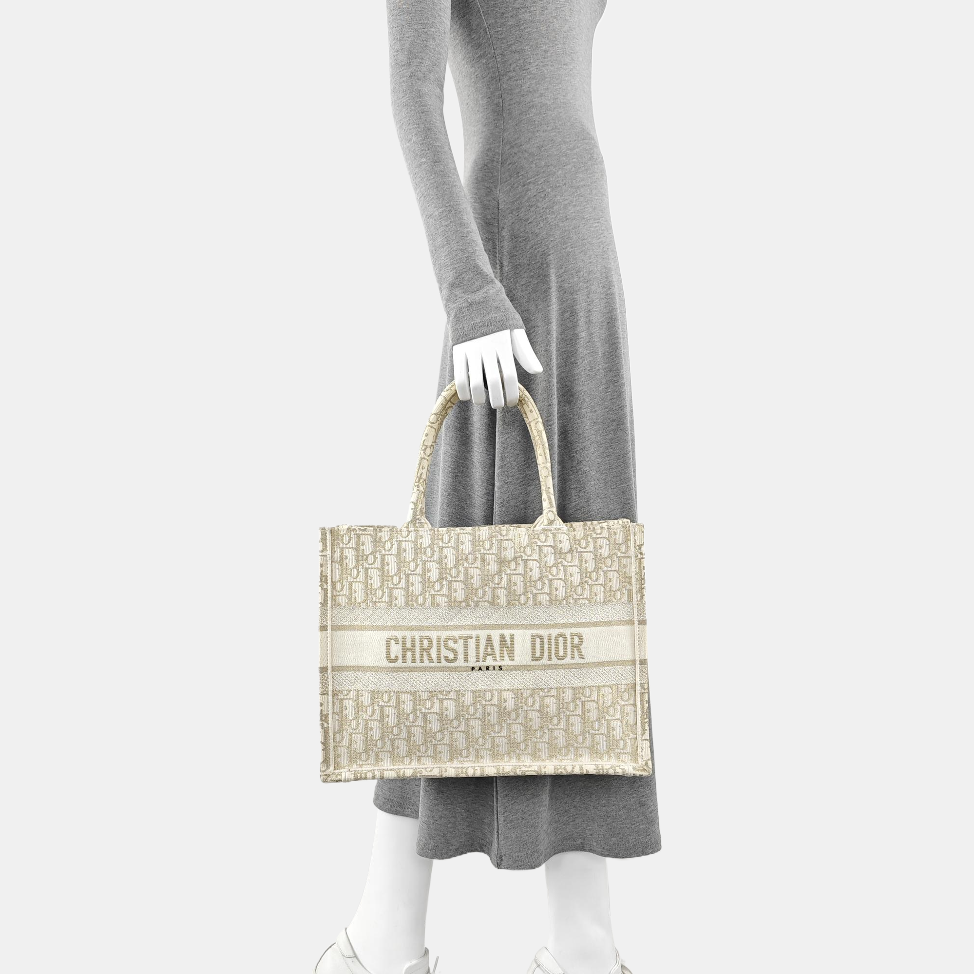 Book Tote Medium Oblique Canvas Gold