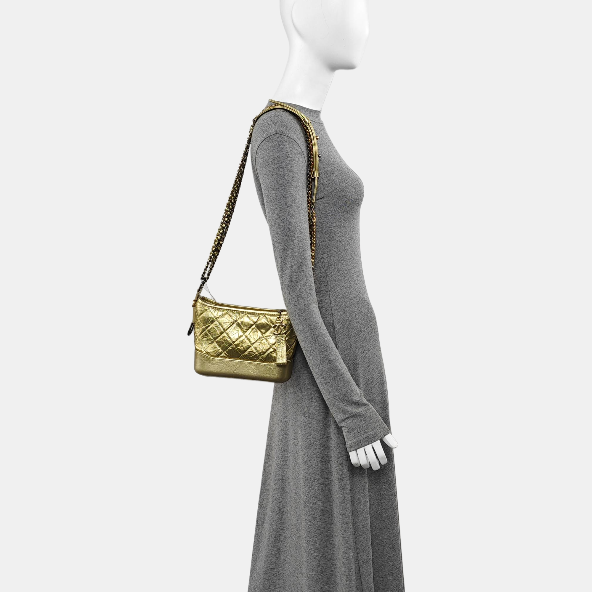 GABRIELLE Small Quilted Calfskin Gold