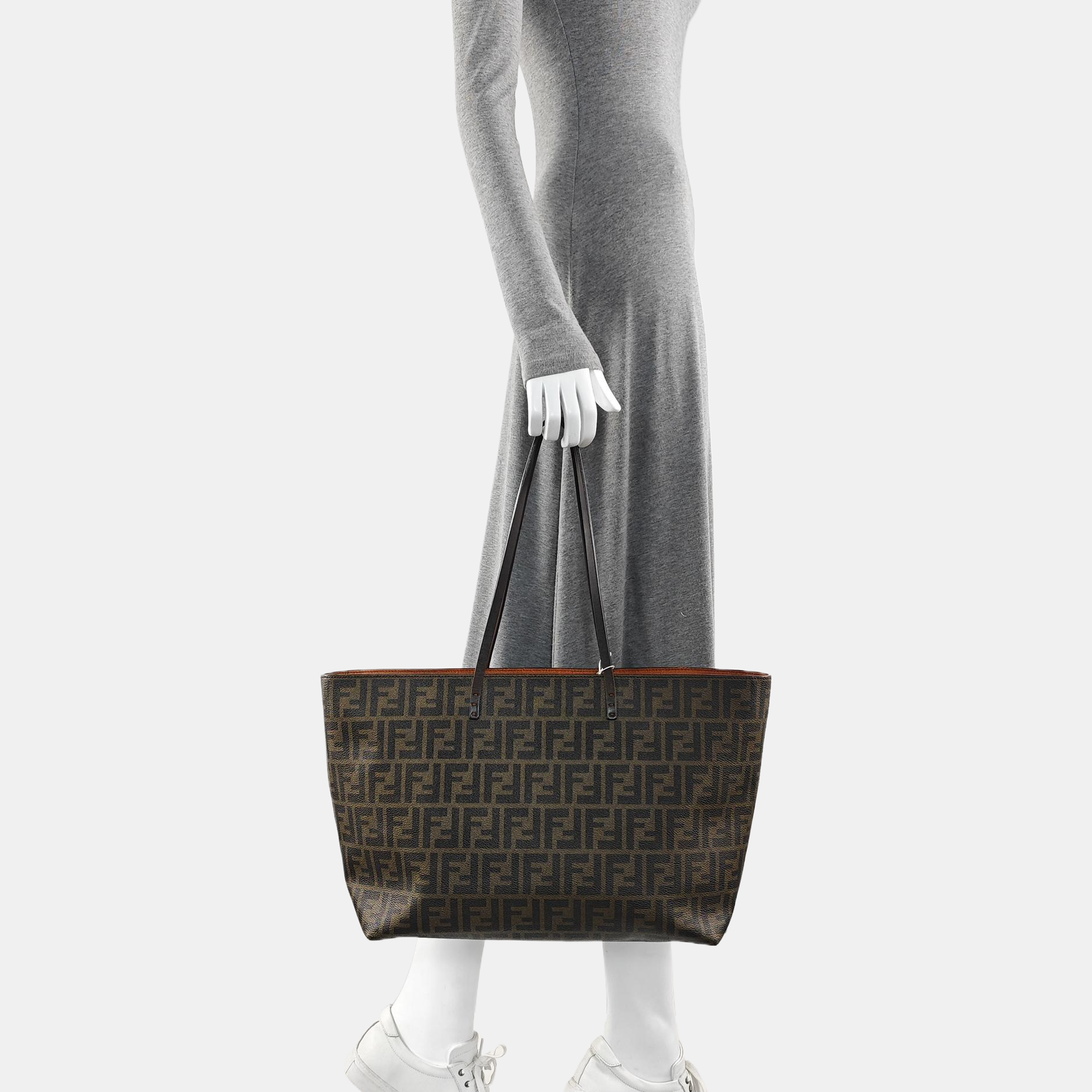 Coated Canvas Tote Bag Brown